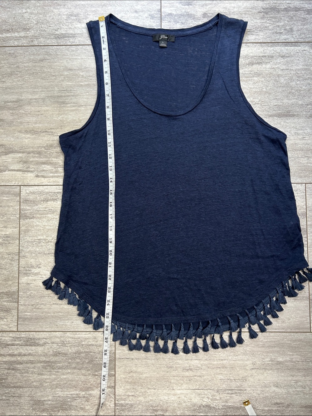 J. Crew Linen Navy Tassel-Hem Tank & Linen White Tiered Tank Duo - Picture 11 of 13